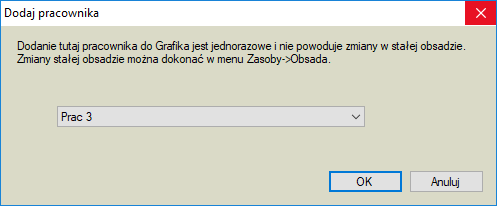 Dodanie pracownika do Grafika
