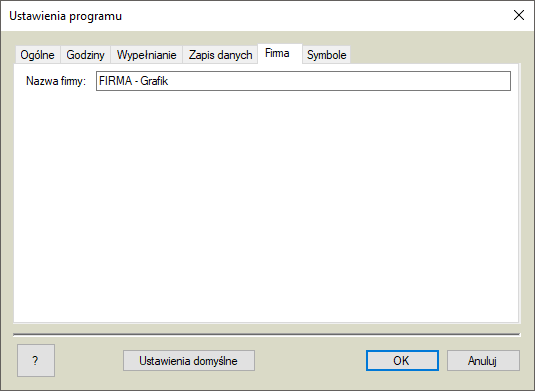 Opcje programu - firma