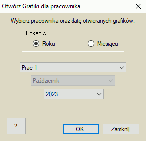 Otwiera Grafik dla pracownika